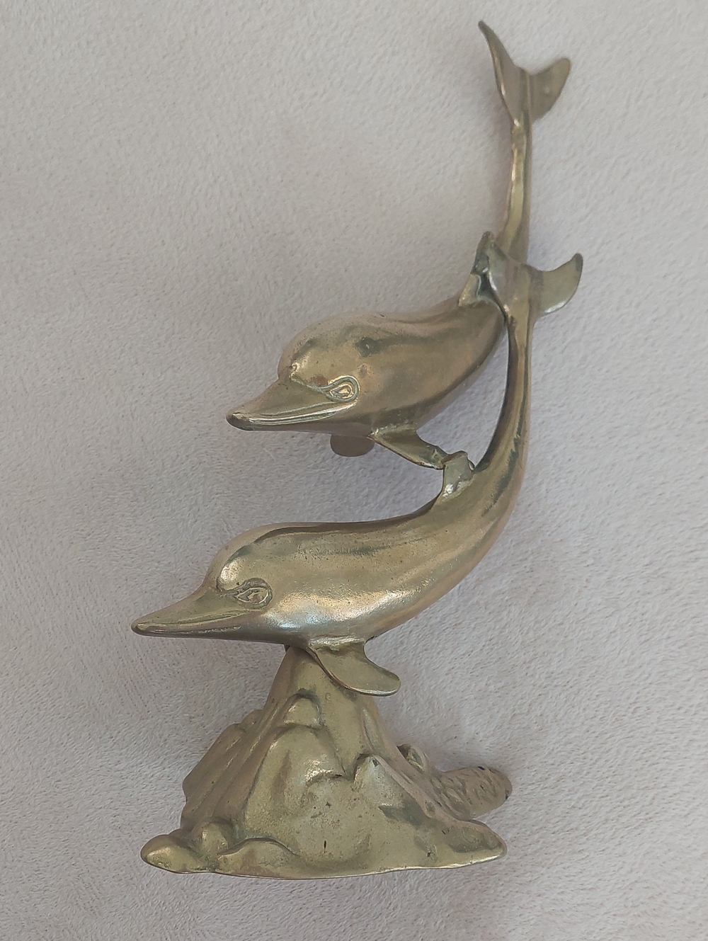 Vintage Brass Pair of Dolphins Statue